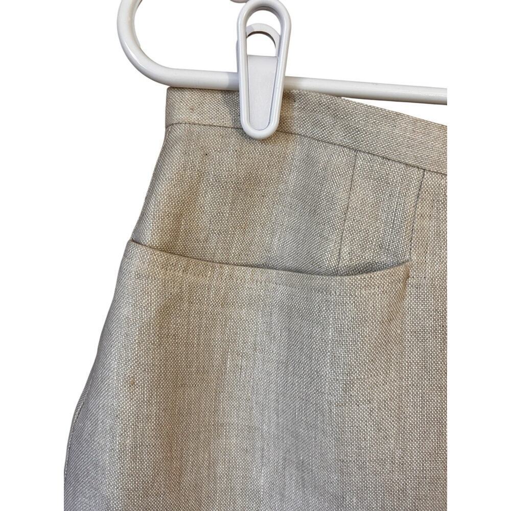 Talbots Womens 100% Irish Linen Beige Fully Lined Pencil Skirt Front Pockets 14P - Picture 6 of 12